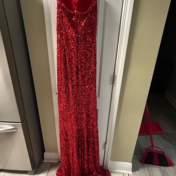 Fashion Nova Elegant Red Sequin Strapless Dress - Picture 3 of 4